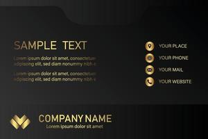 Creative black dark business card Template modern and Clean design vector