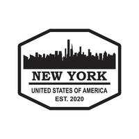 vector de silueta de horizonte de nueva york, logotipo de rascacielos de estados unidos