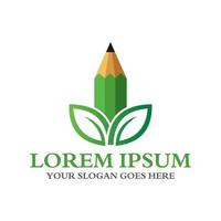 nature and pencil logo , education logo vector