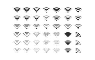 Set of Wireless network sign symbol wifi icon black color