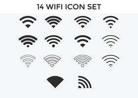 conjunto de símbolo de señal de red inalámbrica icono wifi color negro vector