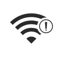 no hay conexiones inalámbricas, no hay señal de icono wifi vector color negro