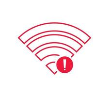 no hay señal de red inalámbrica icono de símbolo de color rojo. sin icono wifi vector