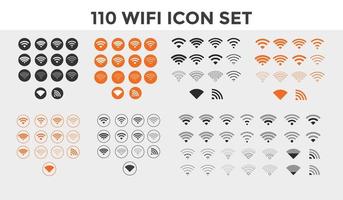 conjunto de vector de signo de icono de señal wifi sobre fondo blanco