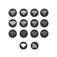 Set of Wireless network sign symbol wifi icon black color vector