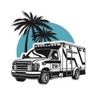 Ambulance emergency car vector illustration, isolated on the white background