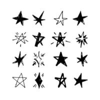 Doodle star set. Hand drawn stars and sparkles symbols. Vector. vector