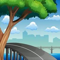 Road through the countryside into the city vector