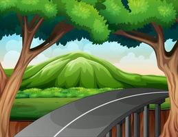 Scene with road to the mountain vector