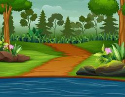 Road to the river with a forest background vector