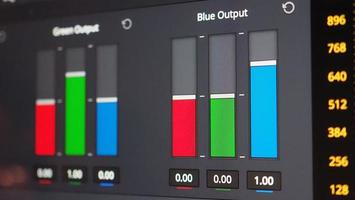 Color grading graph or RGB colour correction indicator on monitor photo