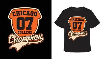 chicago cero siete campeón universitario tipografía diseño de camiseta vector