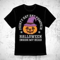 calabaza con sombrero de bruja y tipografía diseño de camiseta de halloween vector