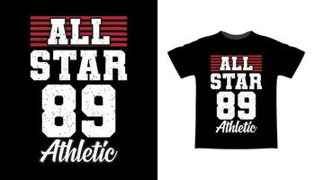 diseño de camiseta de tipografía all star ochenta y nueve vector