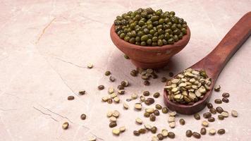 Green Mung Beans Also Know as Mung Dal, Vigna Radiata, Green Beans or Moong Dal isolated on White Background photo