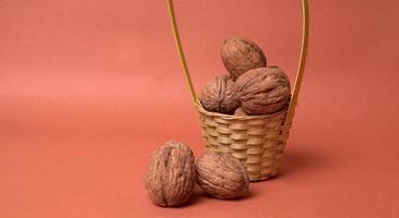 Closup photo of a walnut seed. Food that is good for brain and lower risk of heart disease.