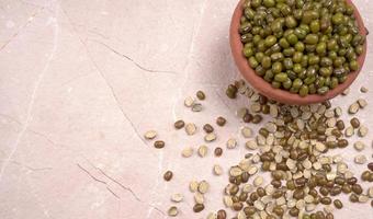 Green Mung Beans Also Know as Mung Dal, Vigna Radiata, Green Beans or Moong Dal isolated on White Background photo