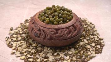 Green Mung Beans Also Know as Mung Dal, Vigna Radiata, Green Beans or Moong Dal isolated on White Background photo