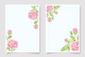 acuarela rosa rosa flor rama ramo boda invitación tarjeta plantilla colección vector