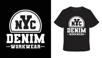 New york city denim workwear typography t-shirt design vector