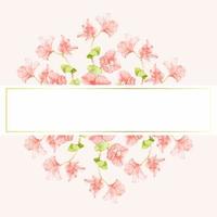 watercolor pink Bougainvillea with golden wreath frame with copy space vector