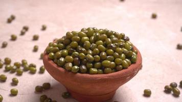 Green Mung Beans Also Know as Mung Dal, Vigna Radiata, Green Beans or Moong Dal isolated on White Background photo