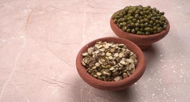 Green Mung Beans Also Know as Mung Dal, Vigna Radiata, Green Beans or Moong Dal isolated on White Background photo