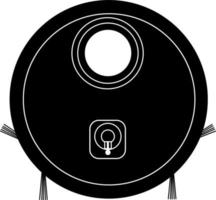 Black silhouette of a robot vacuum cleaner on a white background. vector