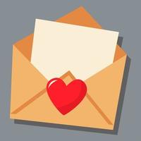 A paper letter with an empty sheet. Day of love. vector