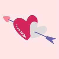 An arrow and two hearts. Vector image in boho style.