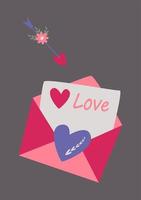 An open envelope with a letter of love and an arrow. vector