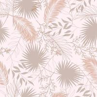 Tropical flowers, artistic palm leaves on the background. vector