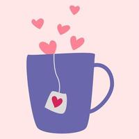 A mug with a tea bag. Vector image in boho style.