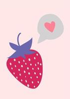 Strawberries with the thought of love. Vector image in boho style.