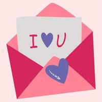 An open pink envelope with a declaration of love. vector