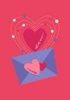 A closed letter and hearts. Vector image in boho style.