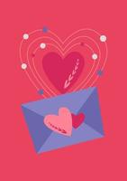 A closed letter and hearts. Vector image in boho style.