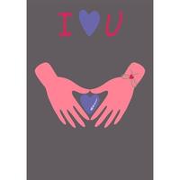 Hands with a heart. Vector image in boho style.