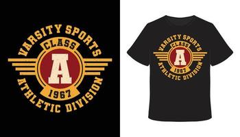 Varsity sports class A typography t-shirt design vector