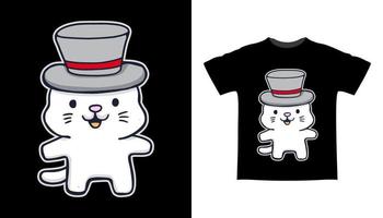 Cute cat cartoon hand drawn t shirt design vector