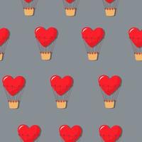 A balloon with a red heart. Vector pattern in a flat style.