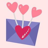 A letter with hearts on a stick. Vector image in boho style.