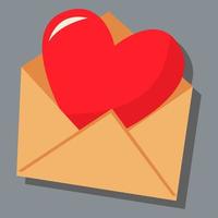 An envelope with a letter in the form of a heart. Day of love. vector