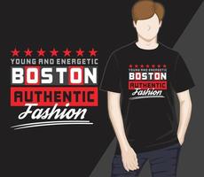 diseño de camiseta de tipografía de moda auténtica de boston vector