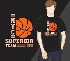 diseño de camiseta de tipografía de baloncesto de nueva york vector