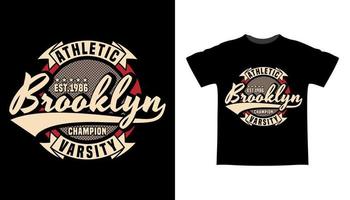 diseño de camiseta de tipografía atlética del equipo universitario de brooklyn vector