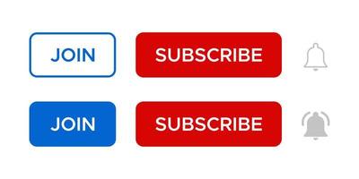 Join, Subscribe, and Bell Icon Vector. Button Set of Streaming Channel vector