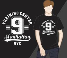 diseño de camiseta de tipografía del centro de entrenamiento de manhattan vector