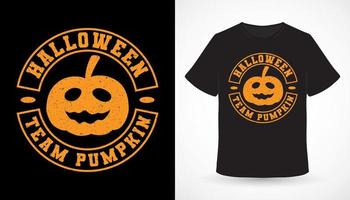 diseño de camiseta de tipografía de calabaza del equipo de halloween vector