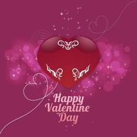 valentine day greeting card design with heart shape and bokeh ornaments vector